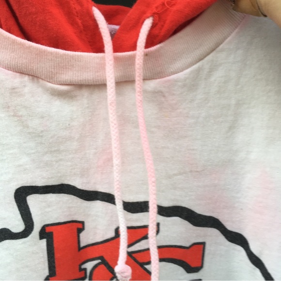 Vintage 90s Kansas City Chiefs Apex One Hooded White T-Shirt NFL Size Large ** - Picture 9 of 11